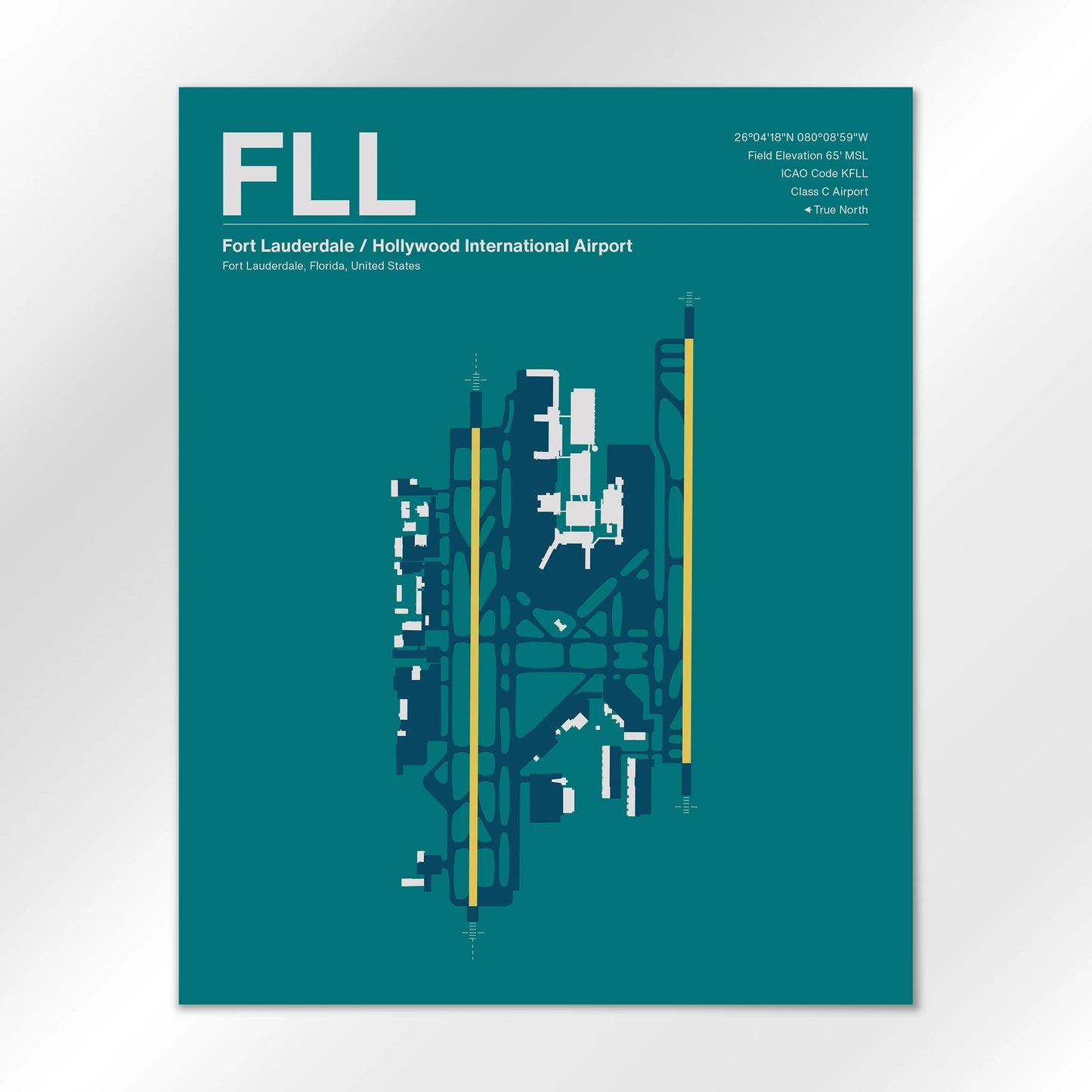 FLL | Fort Lauderdale - Mid - Century Moss - 16×20" - No Frame