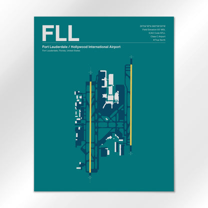 FLL | Fort Lauderdale - Mid - Century Moss - 16×20" - No Frame