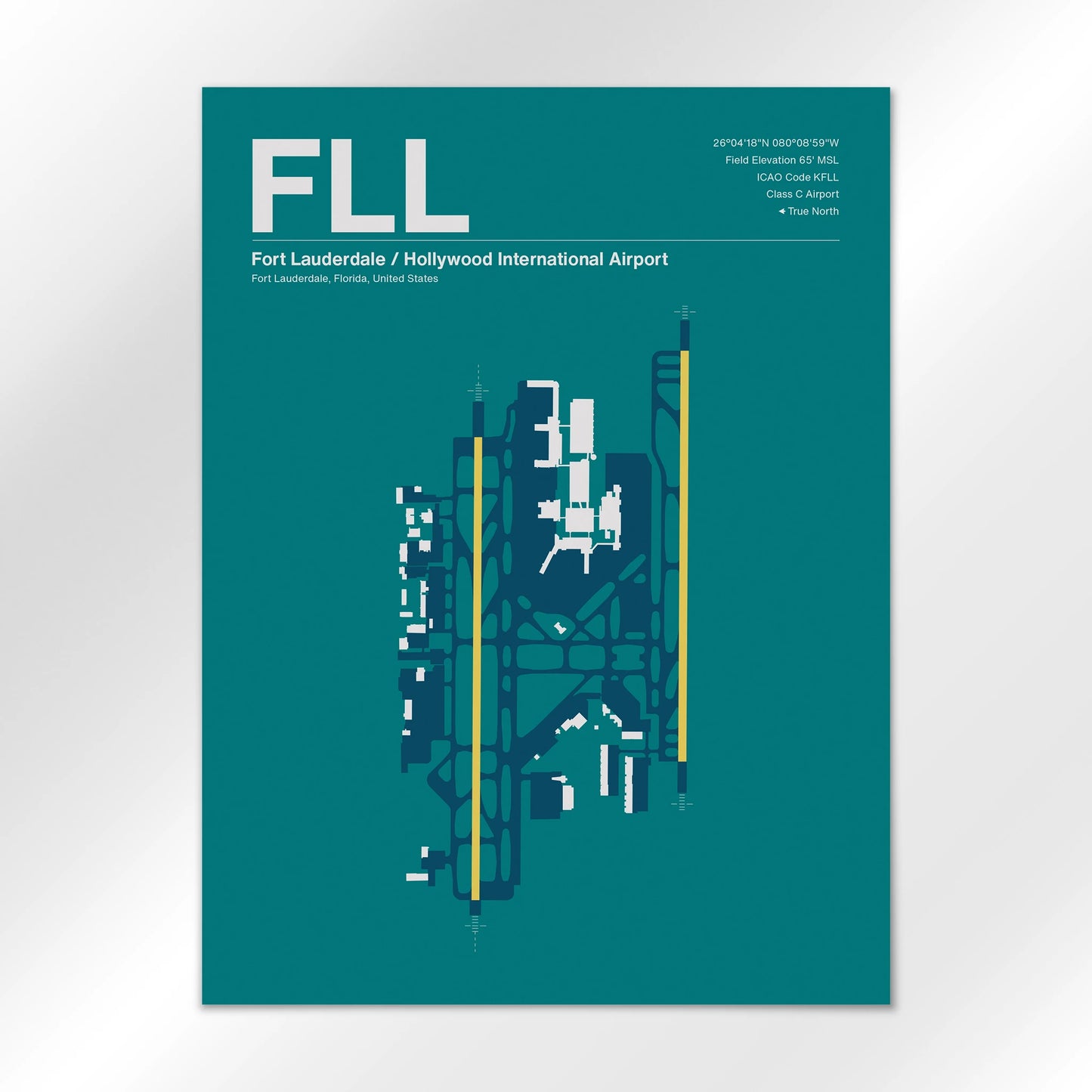 FLL | Fort Lauderdale - Mid - Century Moss - 18×24" - No Frame