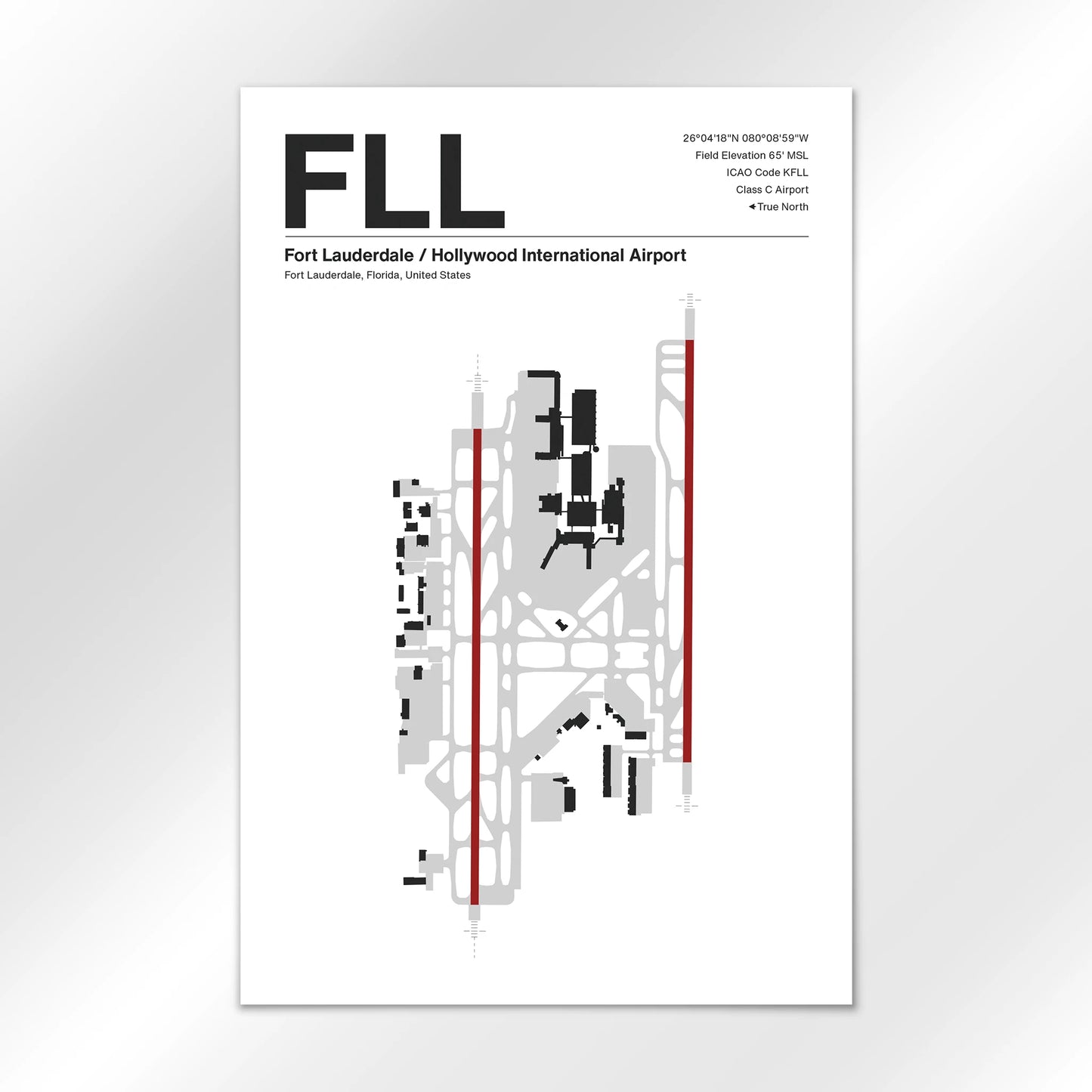 FLL | Fort Lauderdale - Mid - Century Modern - 12×18" - No Frame