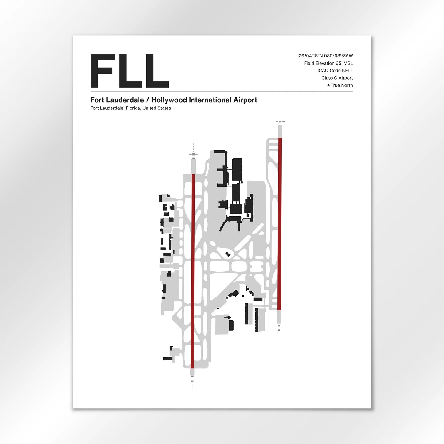 FLL | Fort Lauderdale - Mid - Century Modern - 16×20" - No Frame