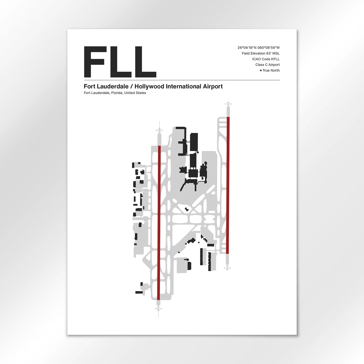 FLL | Fort Lauderdale - Mid - Century Modern - 18×24" - No Frame