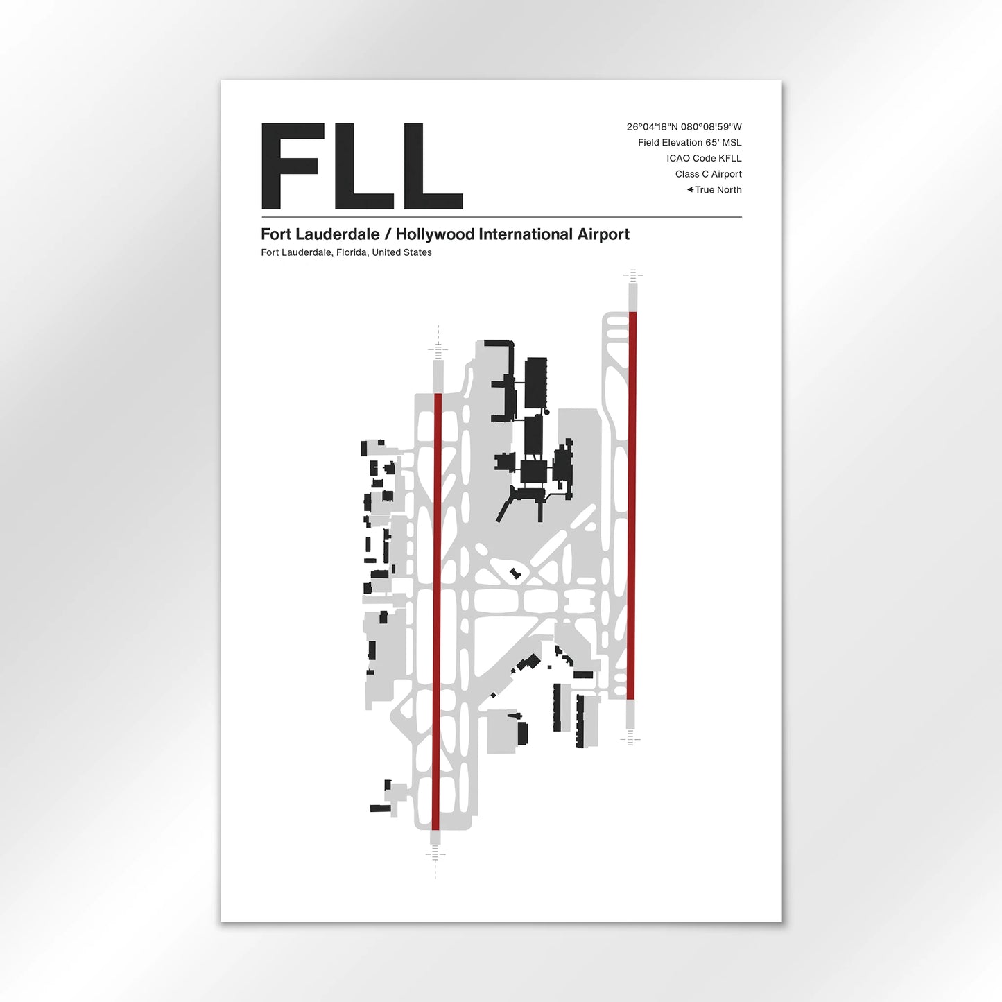 FLL | Fort Lauderdale - Mid - Century Modern - 24×36" - No Frame