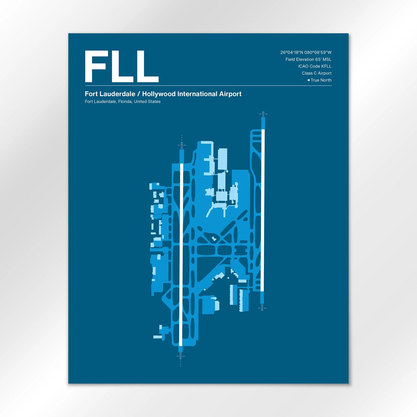 FLL | Fort Lauderdale - Skyline Blue - 16×20" - No Frame