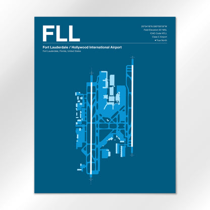 FLL | Fort Lauderdale - Skyline Blue - 16×20" - No Frame