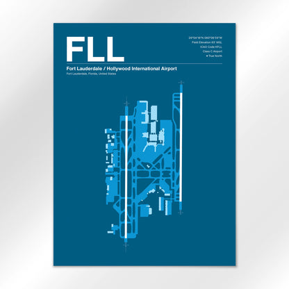 FLL | Fort Lauderdale - Skyline Blue - 18×24" - No Frame
