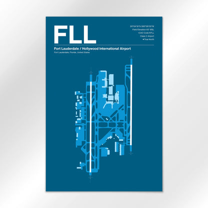 FLL | Fort Lauderdale - Skyline Blue - 24×36" - No Frame