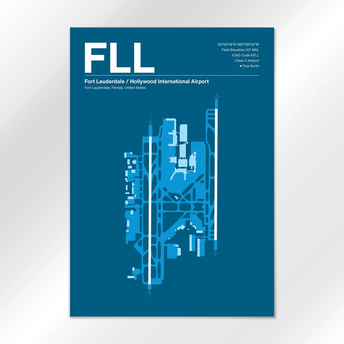 FLL | Fort Lauderdale - Skyline Blue - A3 - No Frame