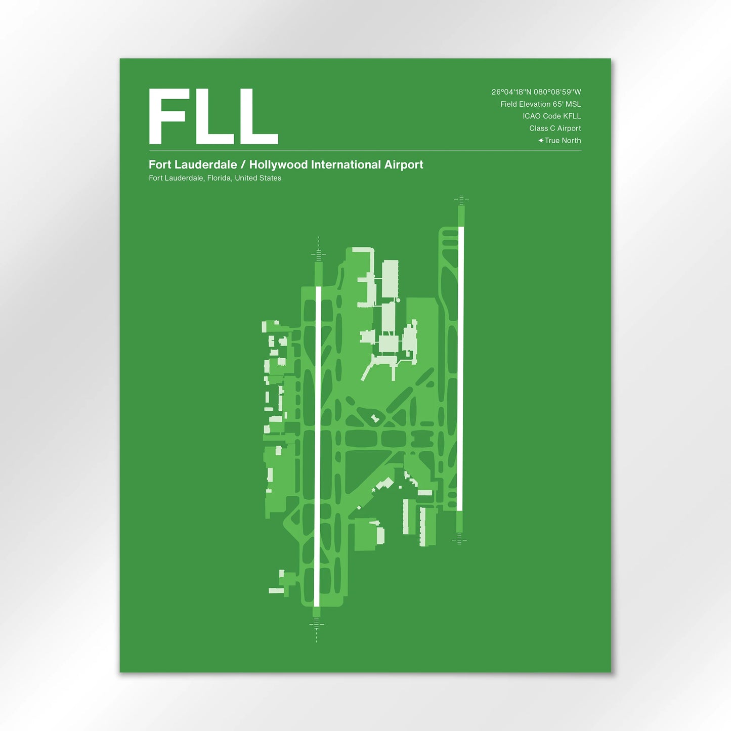 FLL | Fort Lauderdale - Overland Green - 16×20" - No Frame