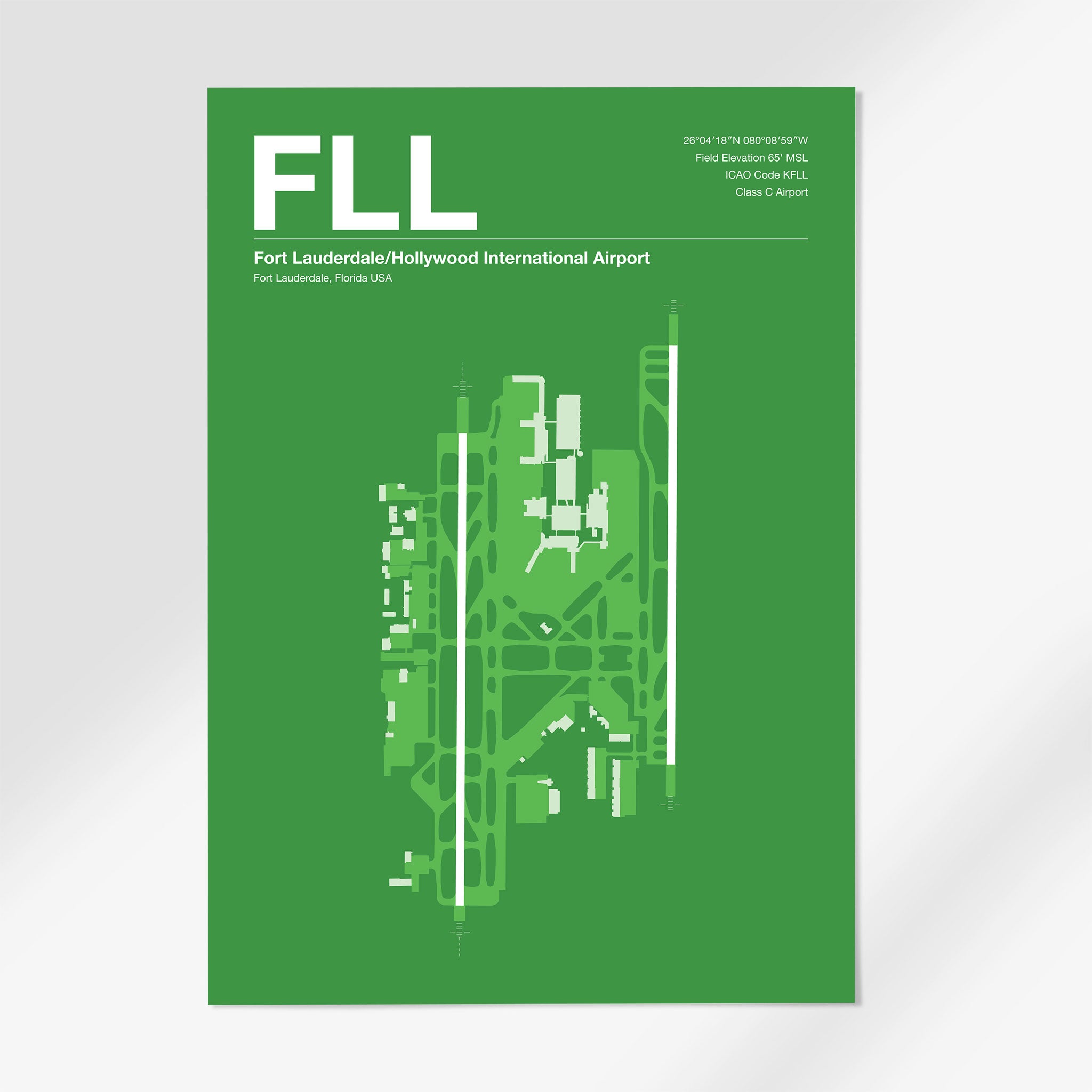 FLL | Fort Lauderdale - 12×18" - Overland Green - No Frame