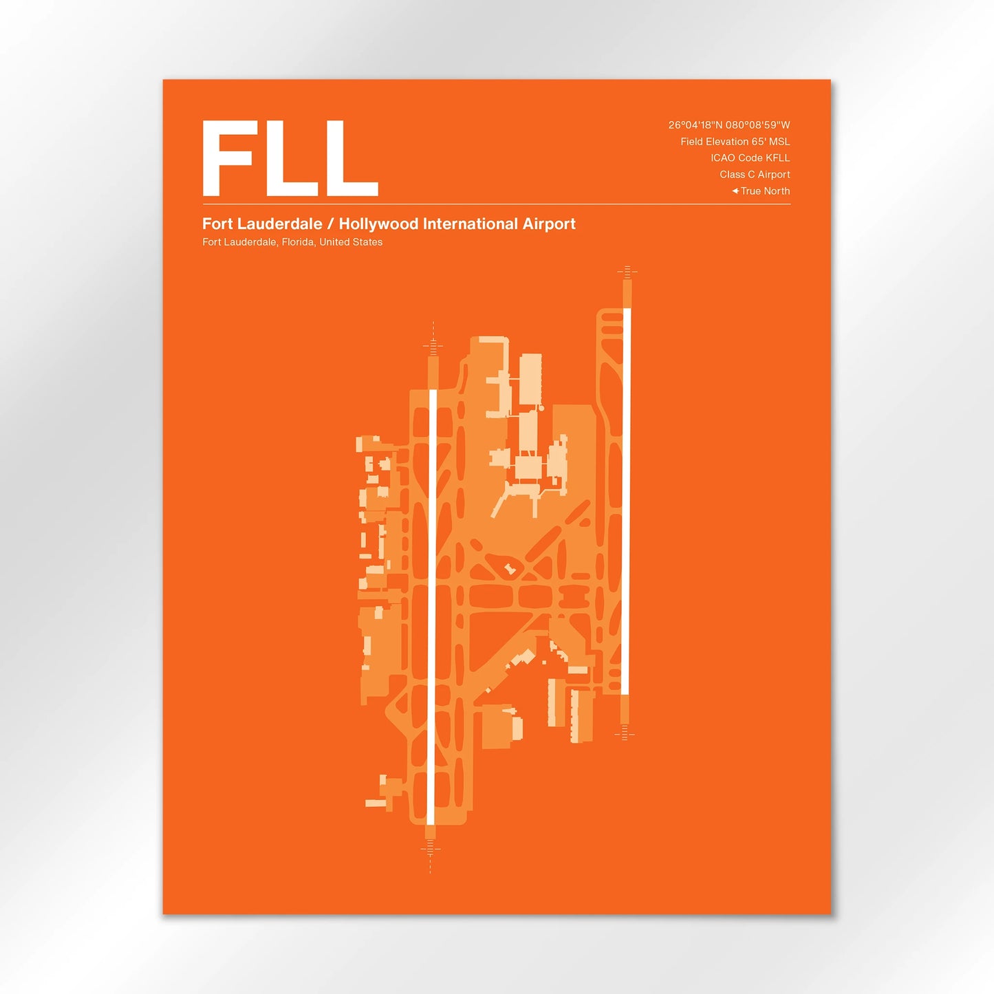 FLL | Fort Lauderdale - Sunset Orange - 16×20" - No Frame