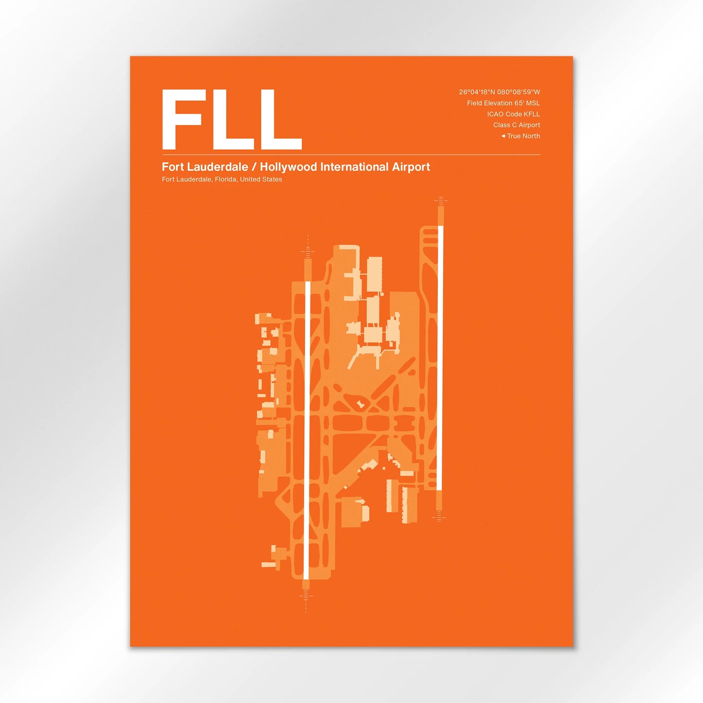 FLL | Fort Lauderdale - Sunset Orange - 18×24" - No Frame