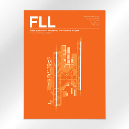 FLL | Fort Lauderdale - Sunset Orange - 18×24" - No Frame