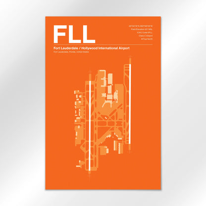 FLL | Fort Lauderdale - Sunset Orange - 24×36" - No Frame