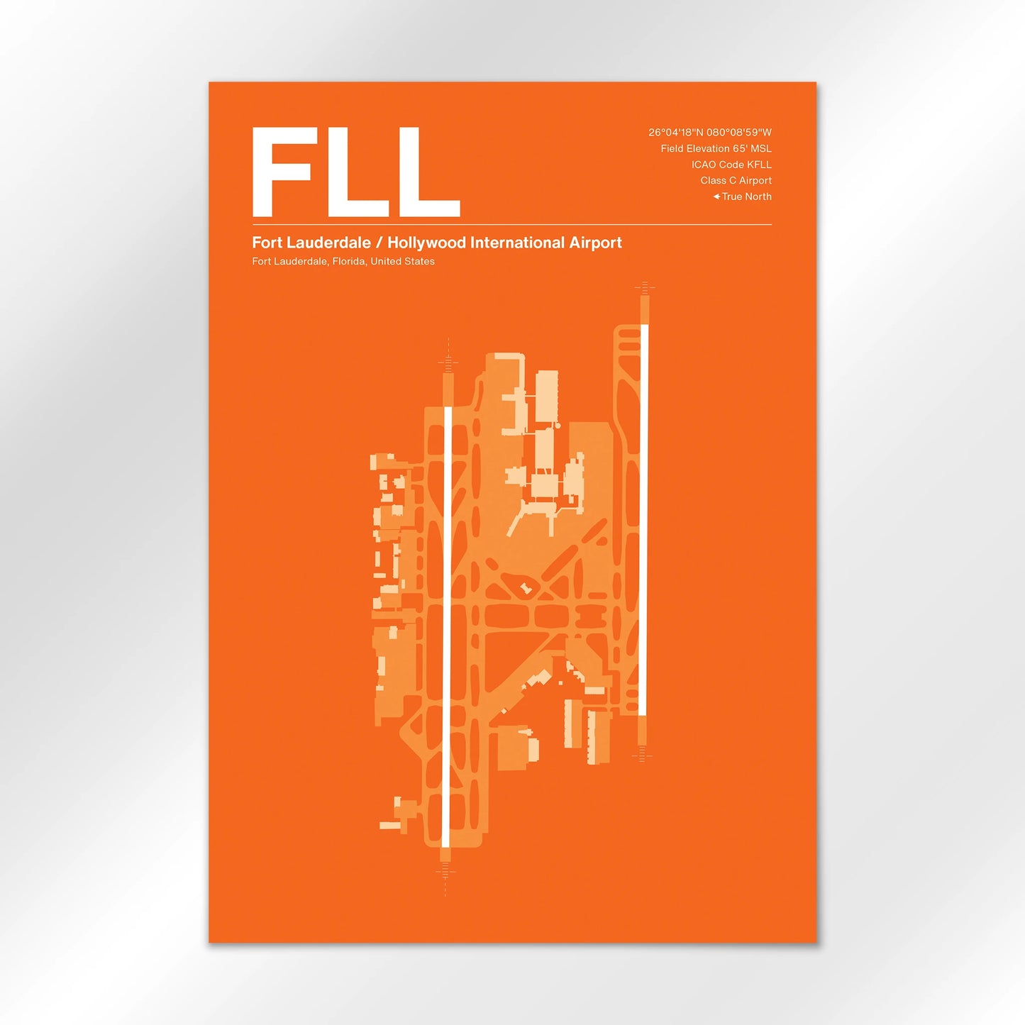 FLL | Fort Lauderdale - Sunset Orange - A3 - No Frame
