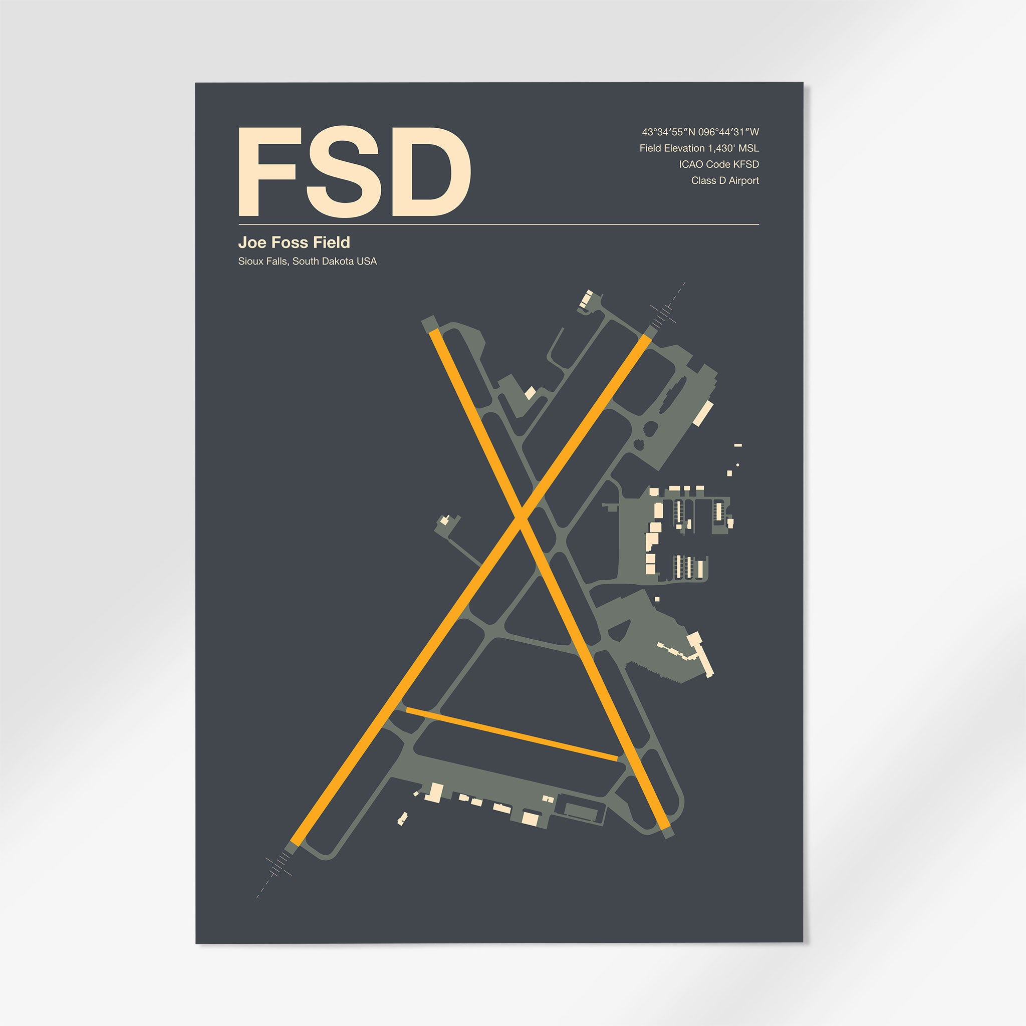 FSD | Sioux Falls - 12×18" - Mid - Century Slate - No Frame