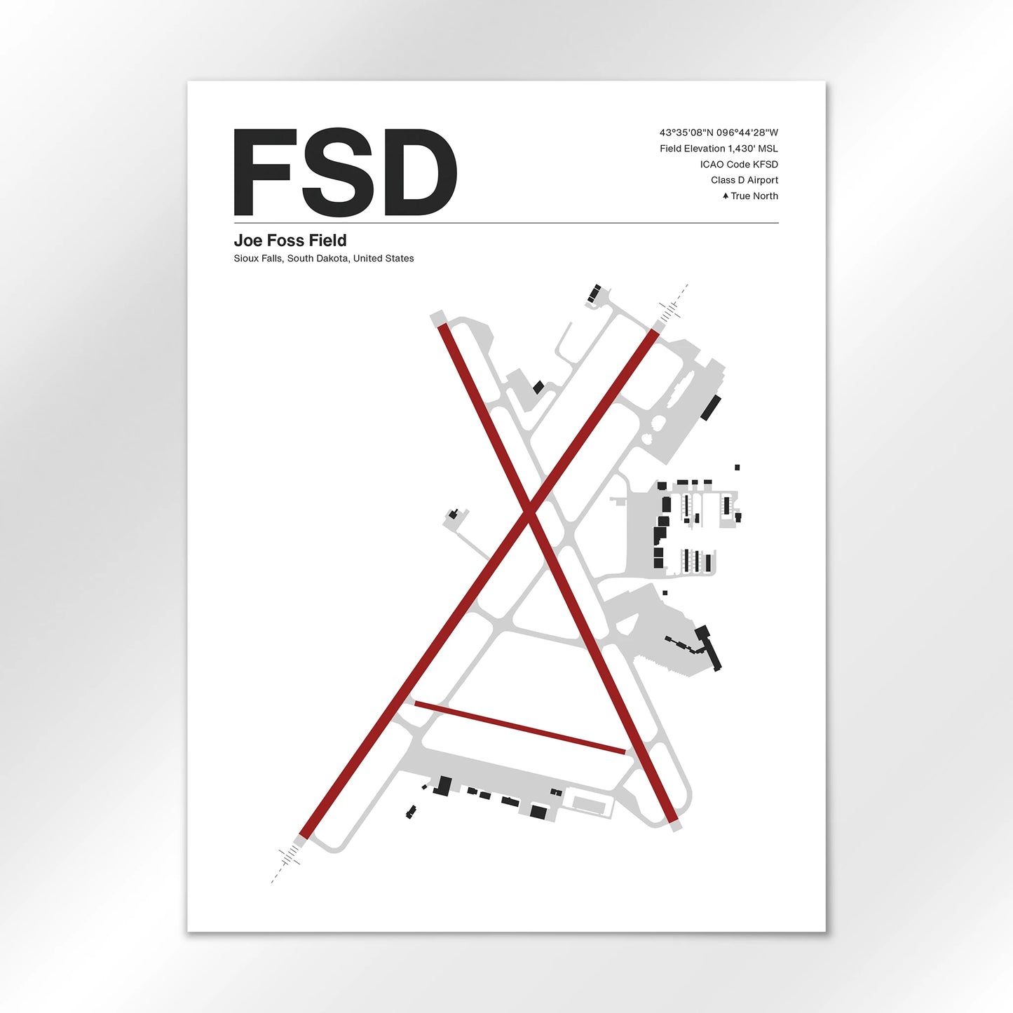FSD | Sioux Falls - Mid - Century Modern - 18×24" - No Frame