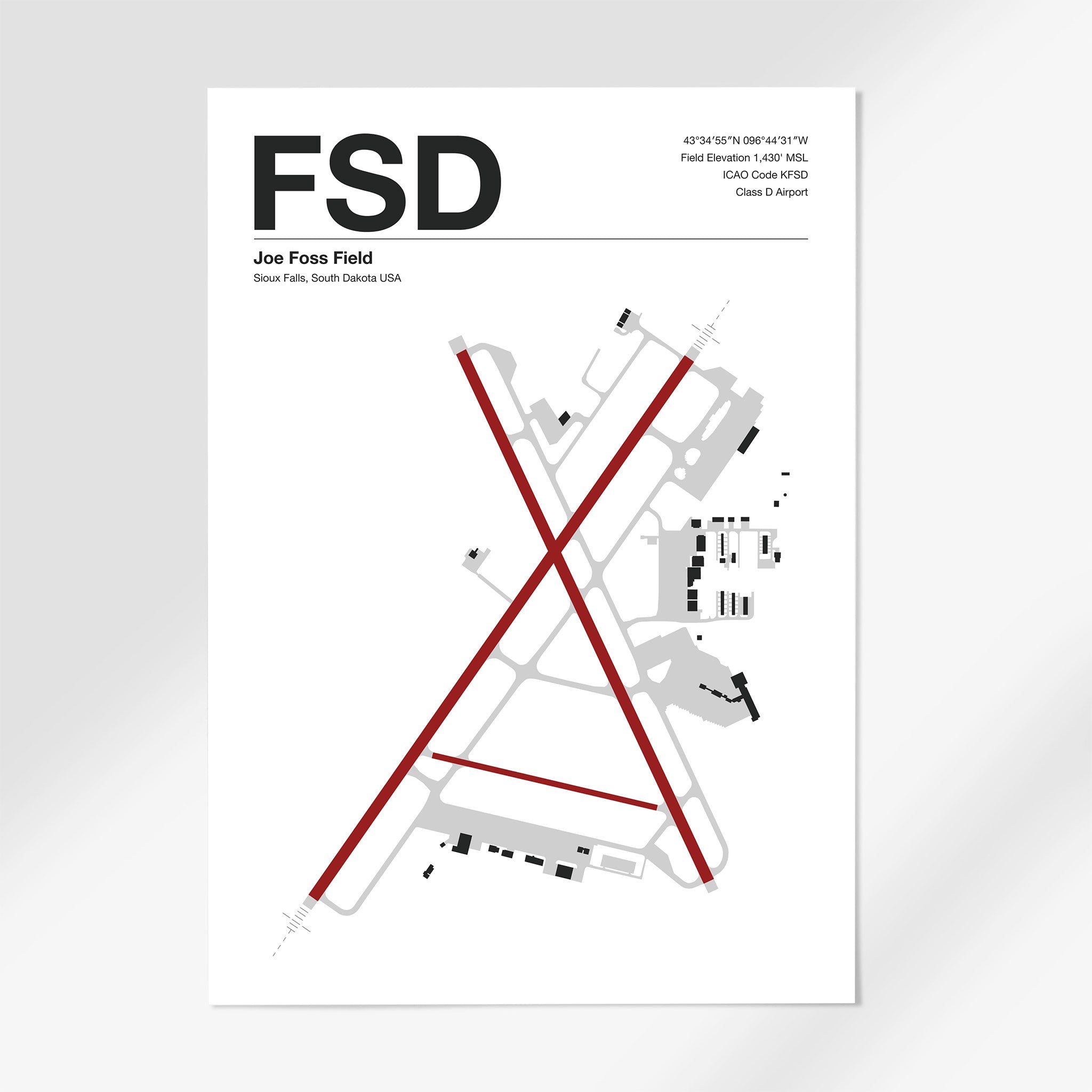 FSD | Sioux Falls - 12×18" - Mid - Century Modern - No Frame