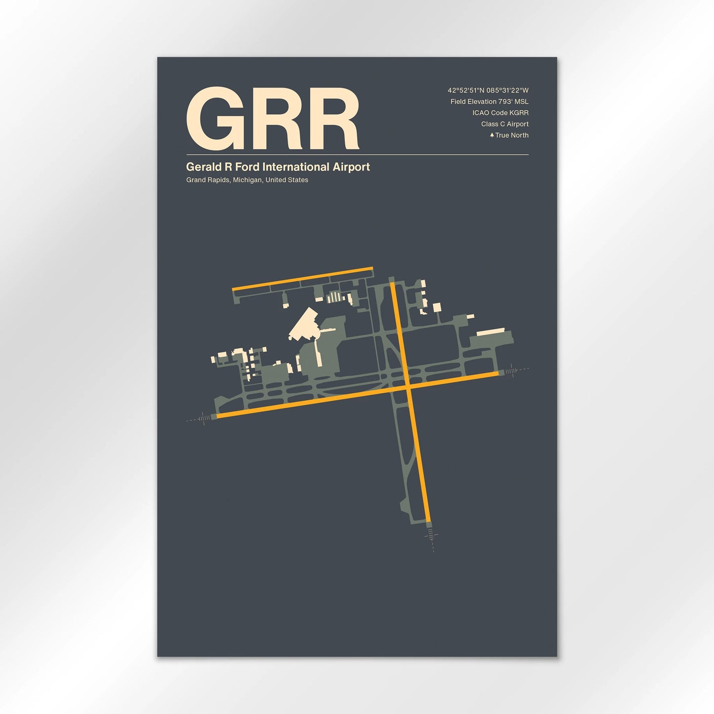 GRR | Grand Rapids - Mid - Century Slate - 12×18" - No Frame