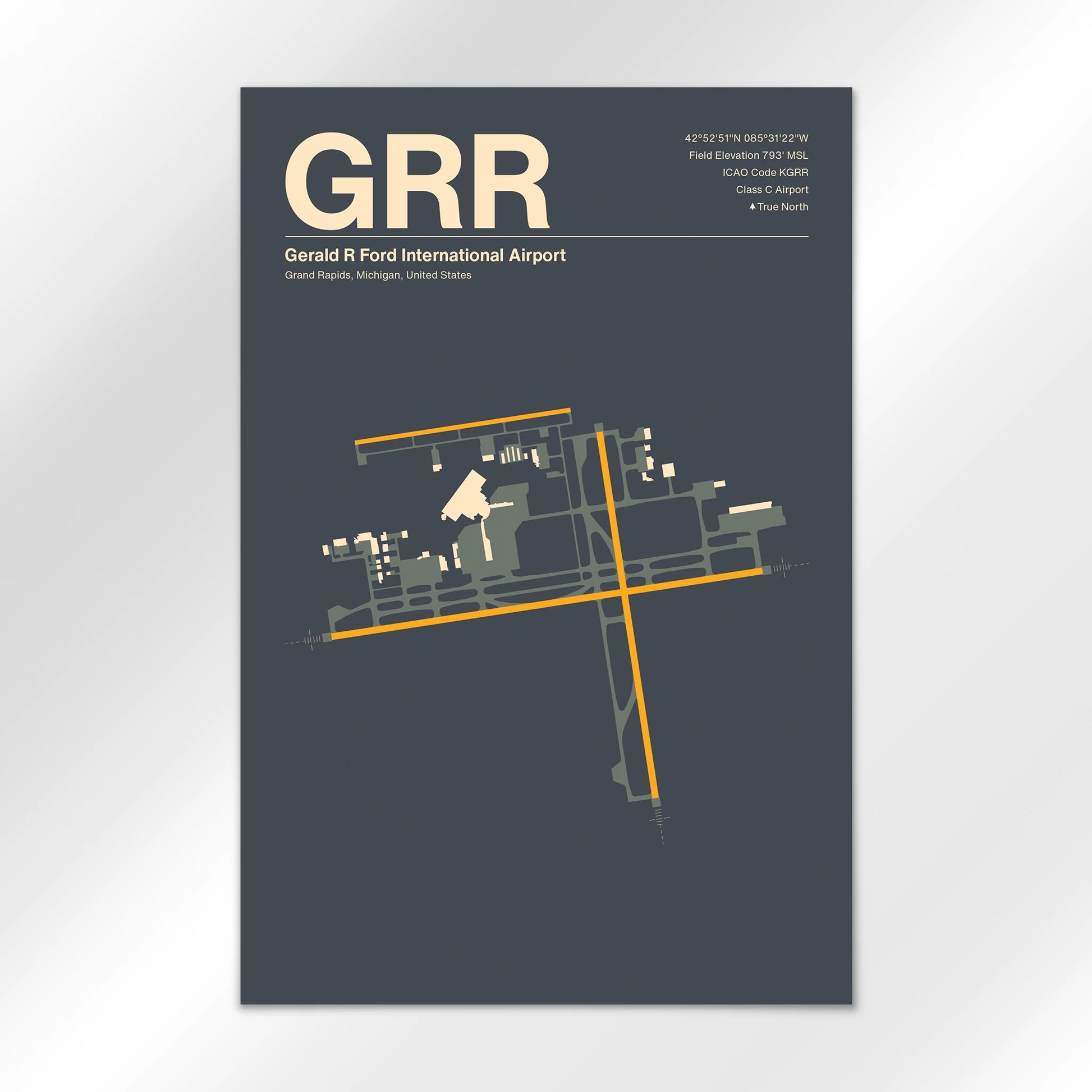 GRR | Grand Rapids - Mid - Century Slate - 12×18" - No Frame