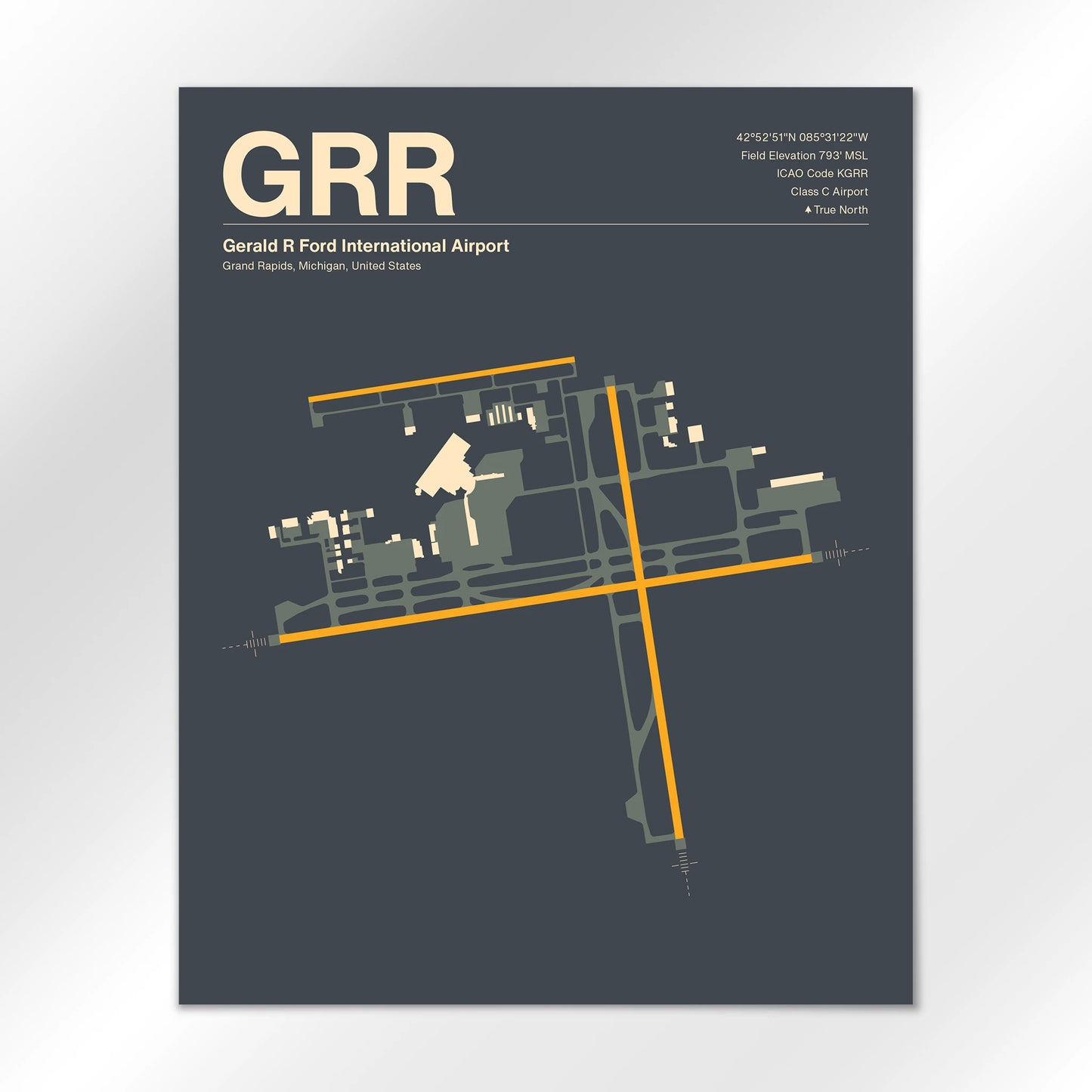 GRR | Grand Rapids - Mid - Century Slate - 16×20" - No Frame