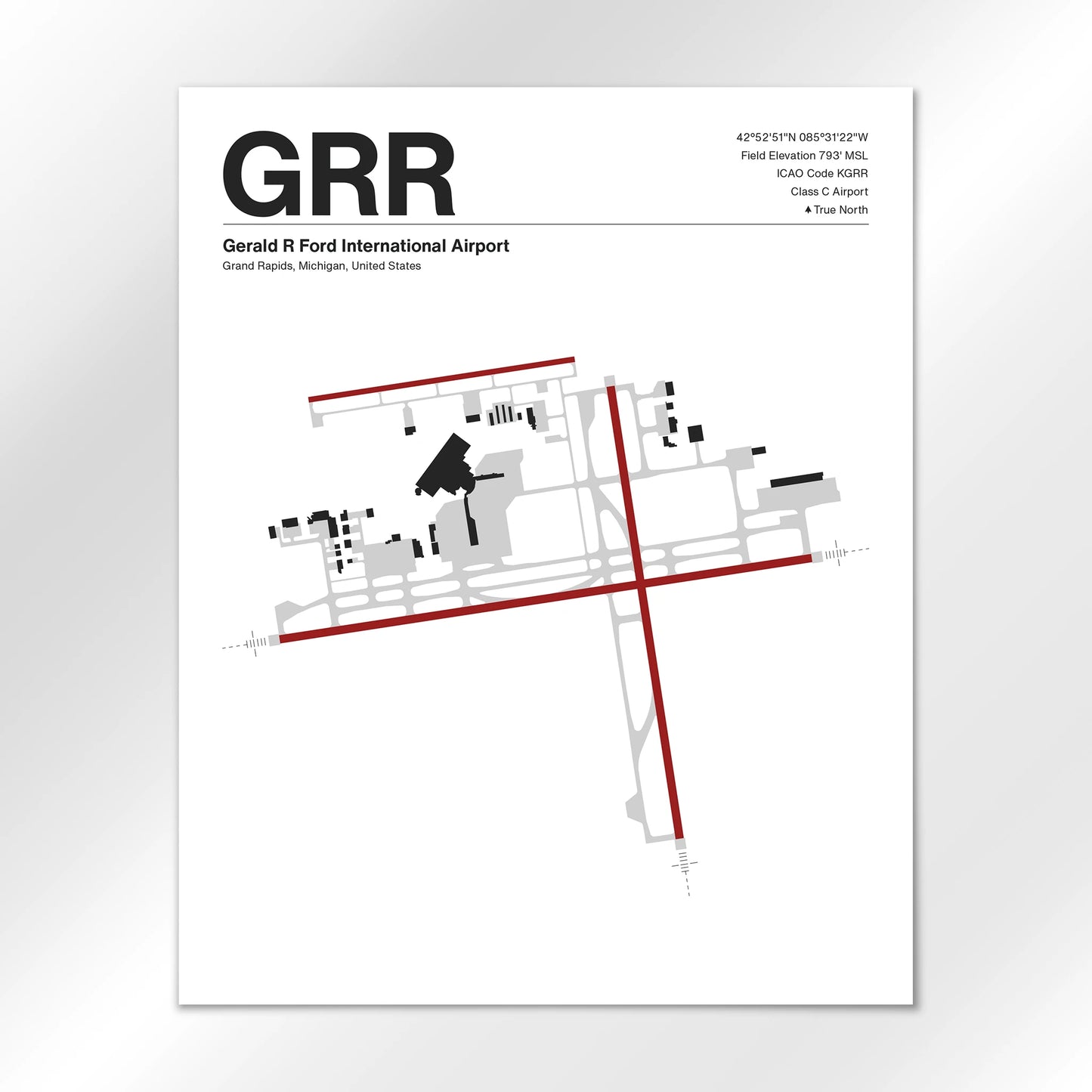 GRR | Grand Rapids - Mid - Century Modern - 16×20" - No Frame