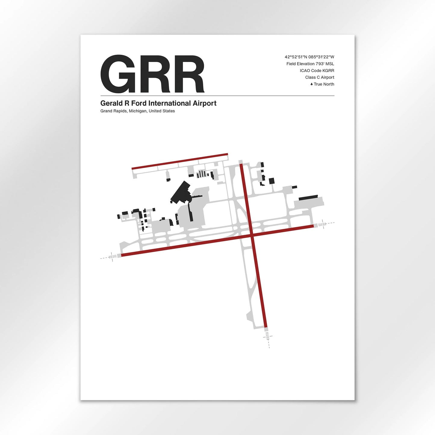 GRR | Grand Rapids - Mid - Century Modern - 18×24" - No Frame