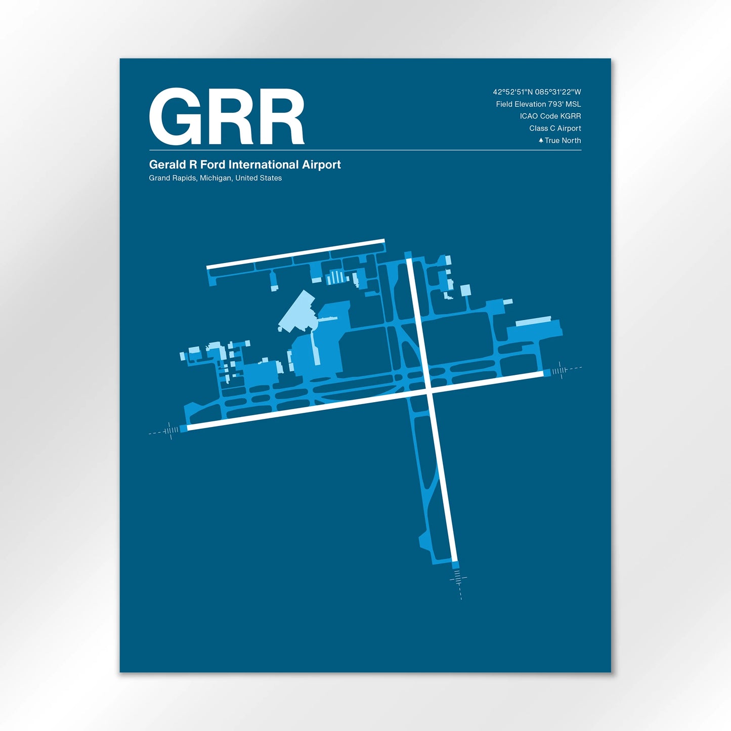 GRR | Grand Rapids - Skyline Blue - 16×20" - No Frame