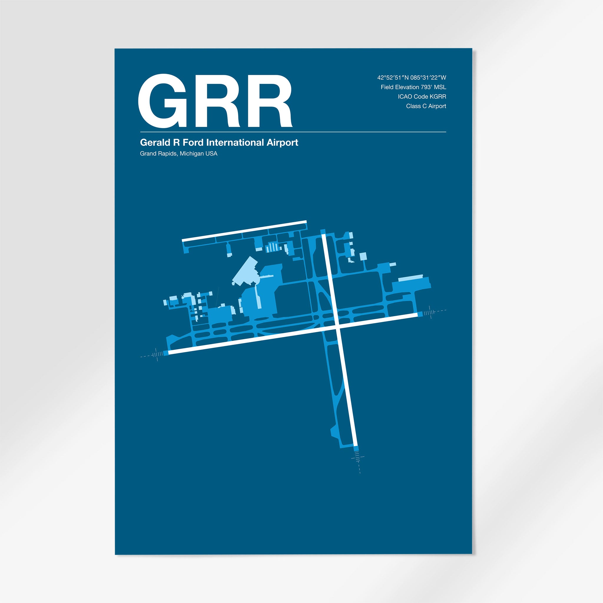 GRR | Grand Rapids - 12×18" - Skyline Blue - No Frame