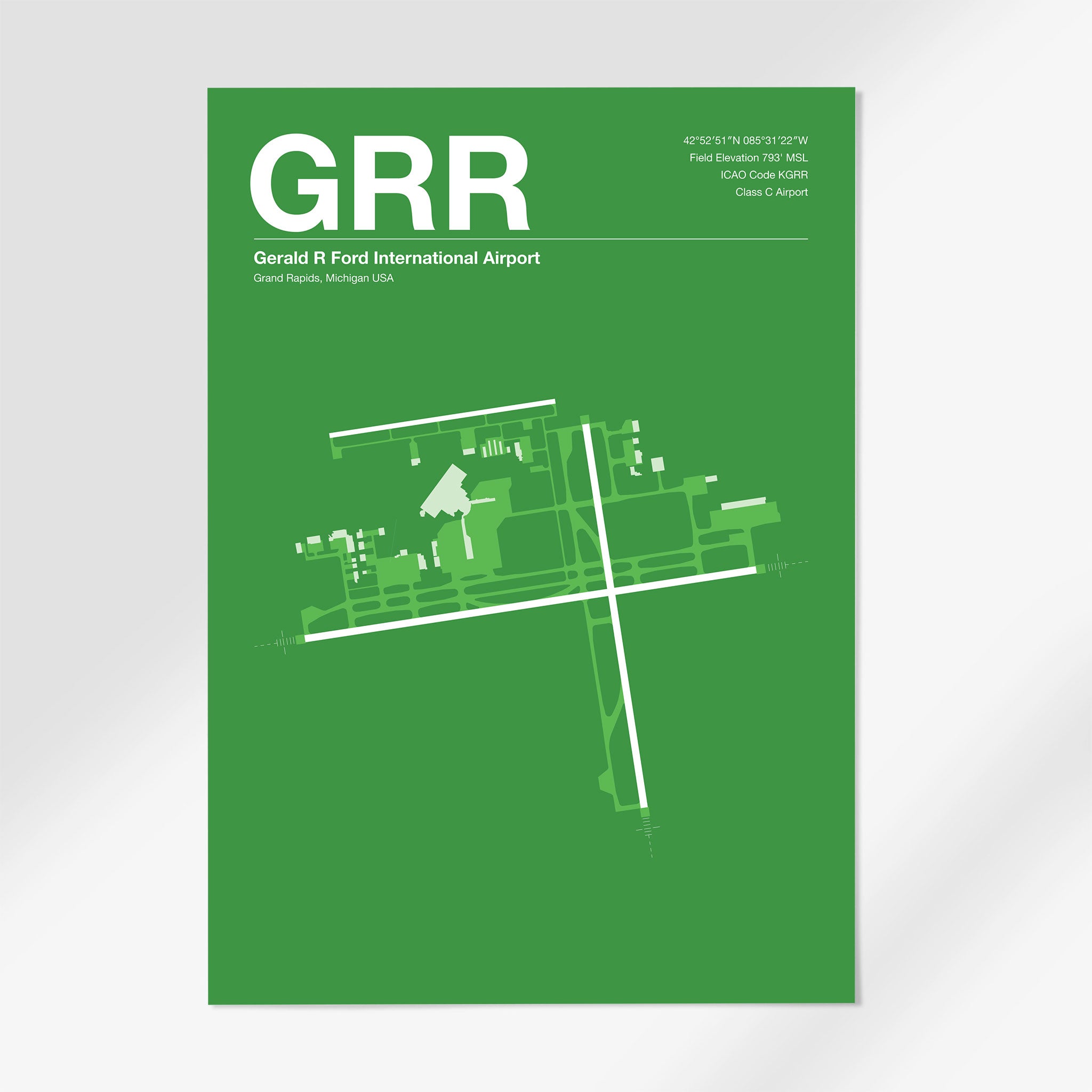 GRR | Grand Rapids - 12×18" - Overland Green - No Frame