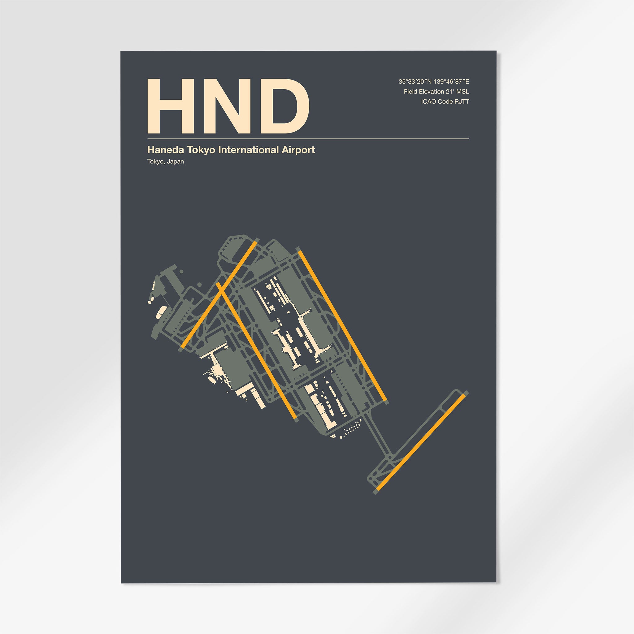 HND | Tokyo - 12×18" - Mid - Century Slate - No Frame