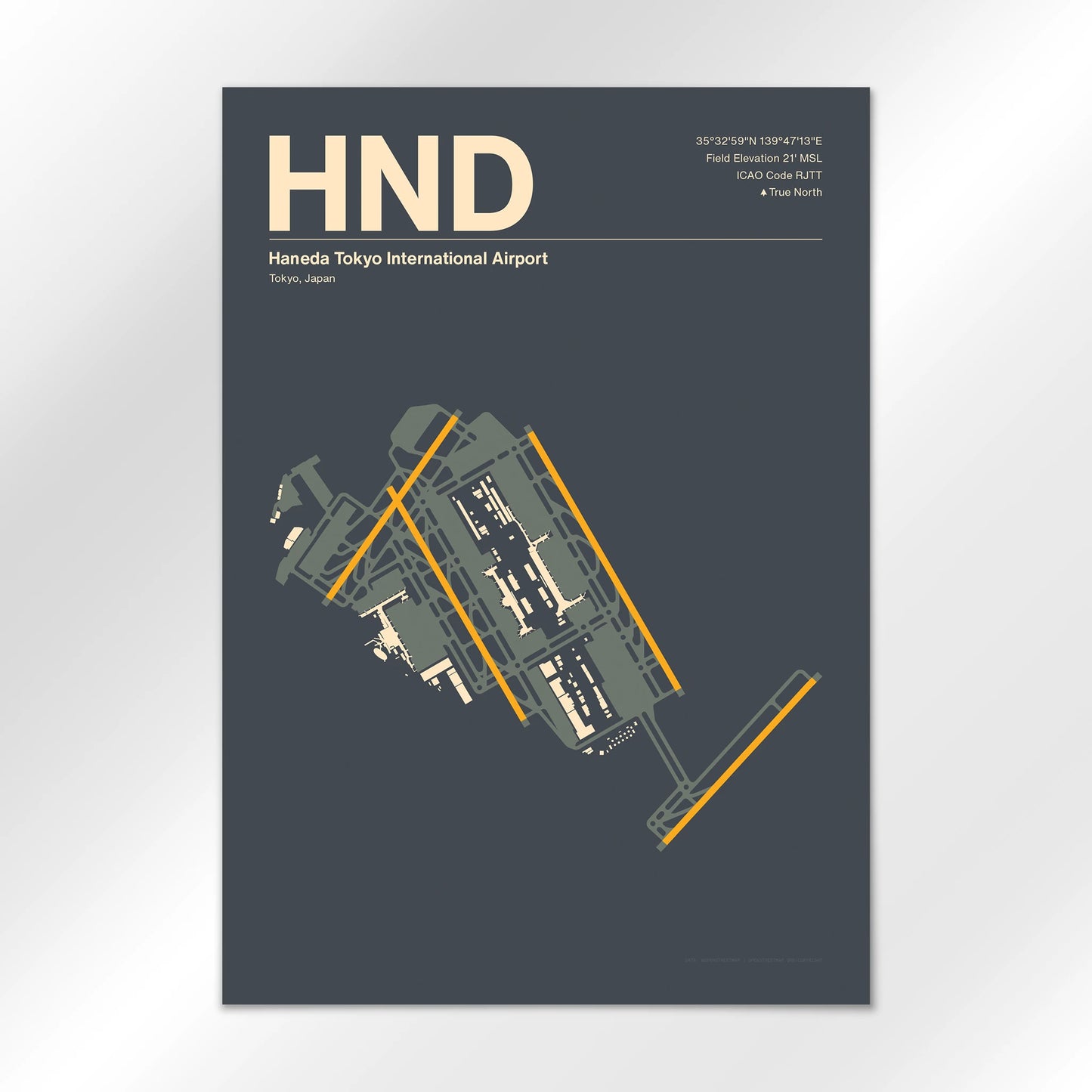 HND | Tokyo - Mid - Century Slate - A2 - No Frame