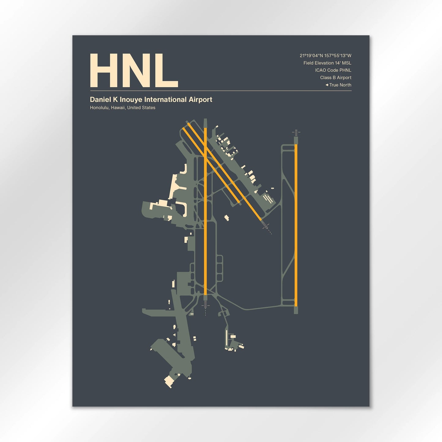 HNL | Honolulu - Mid - Century Slate - 16×20" - No Frame