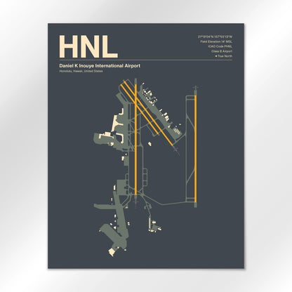 HNL | Honolulu - Mid - Century Slate - 16×20" - No Frame