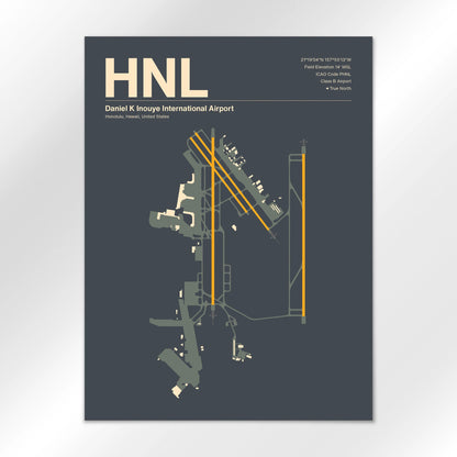 HNL | Honolulu - Mid - Century Slate - 18×24" - No Frame