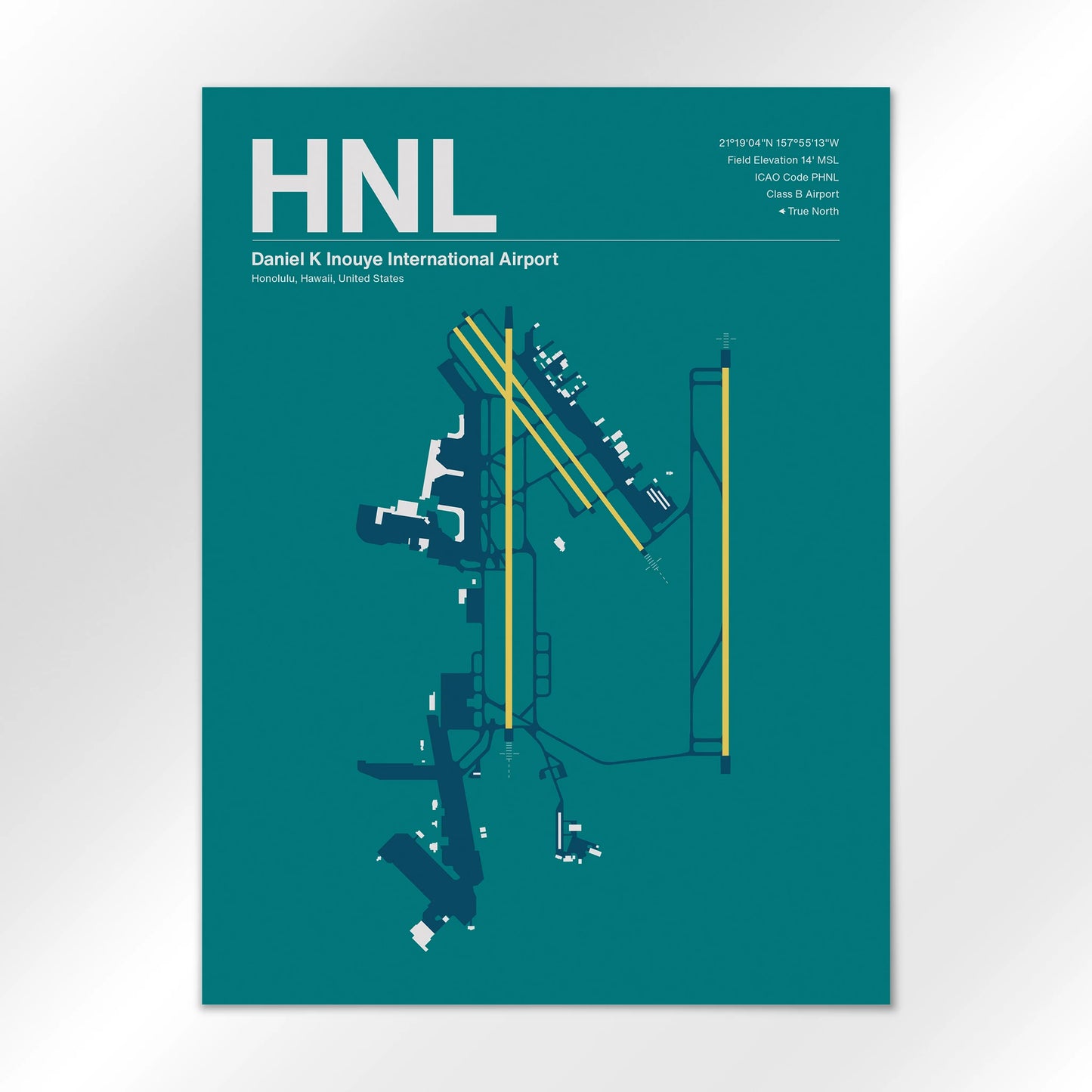 HNL | Honolulu - Mid - Century Moss - 18×24" - No Frame