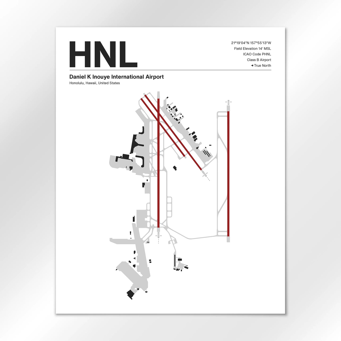 HNL | Honolulu - Mid - Century Modern - 16×20" - No Frame