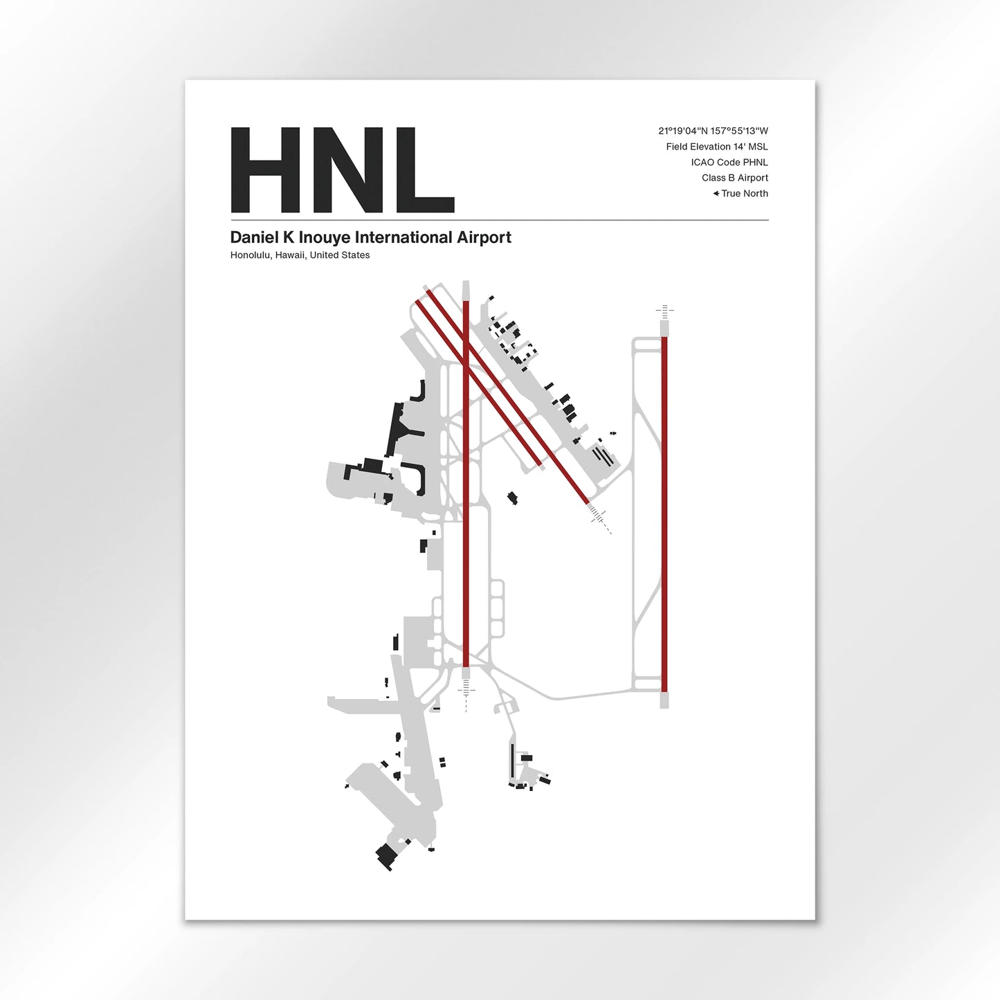 HNL | Honolulu - Mid - Century Modern - 18×24" - No Frame