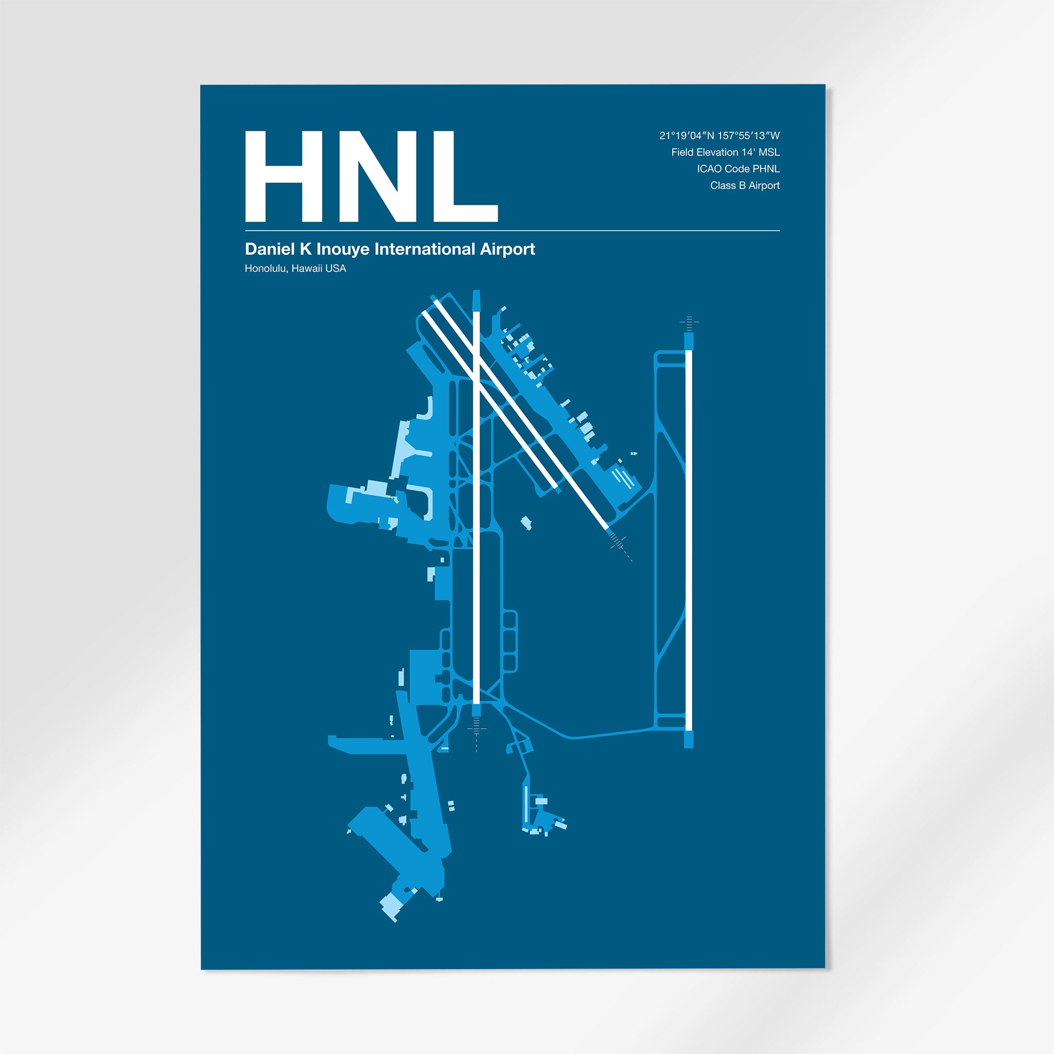 HNL | Honolulu - 12×18" - Skyline Blue - No Frame