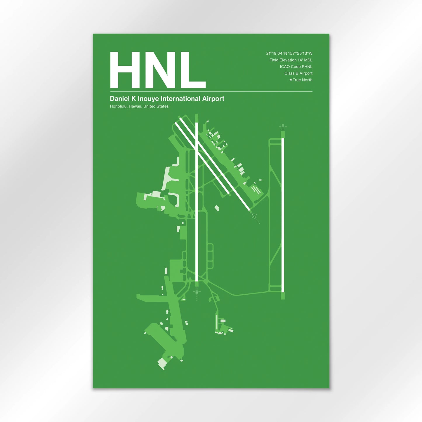 HNL | Honolulu - Overland Green - 12×18" - No Frame