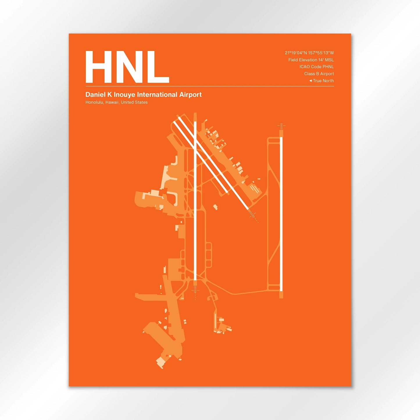 HNL | Honolulu - Sunset Orange - 16×20" - No Frame