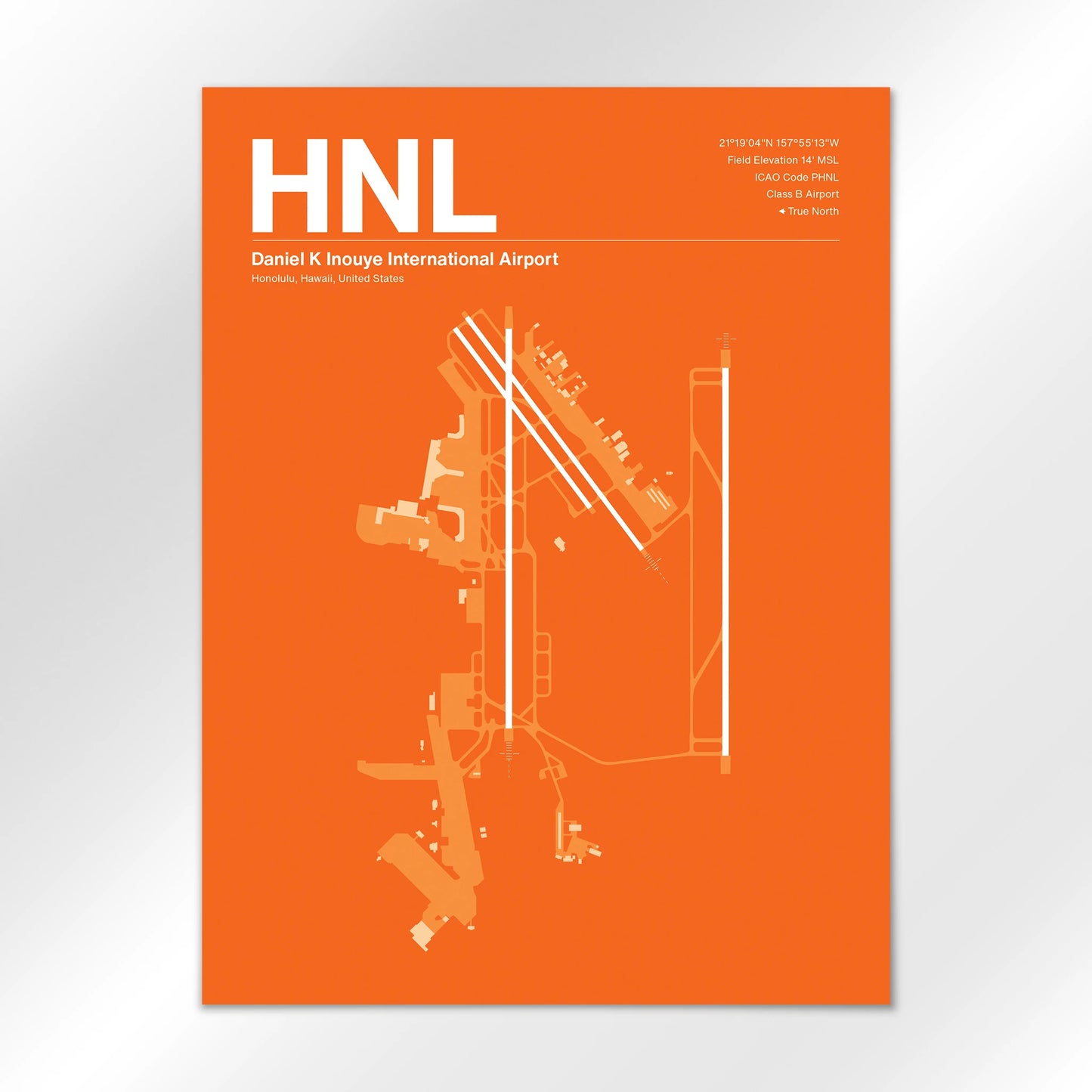 HNL | Honolulu - Sunset Orange - 18×24" - No Frame