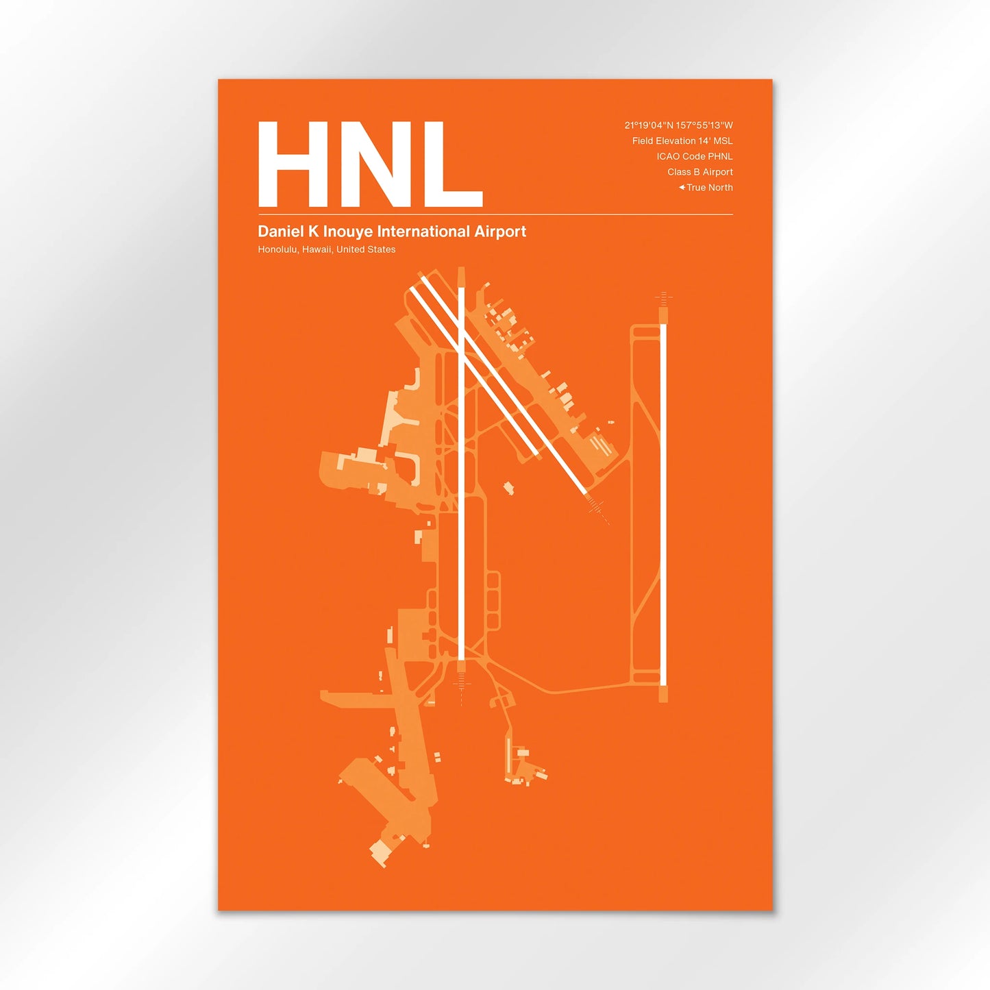 HNL | Honolulu - Sunset Orange - 24×36" - No Frame