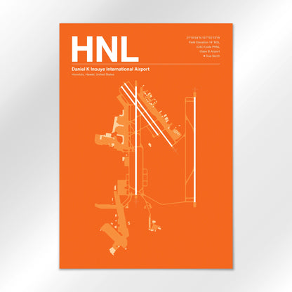 HNL | Honolulu - Sunset Orange - A3 - No Frame