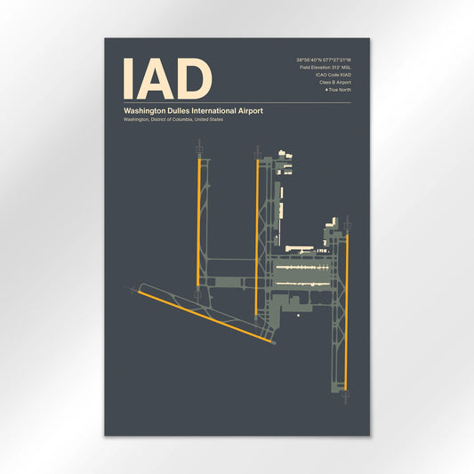 IAD | Washington - Mid - Century Slate - 12×18" - No Frame