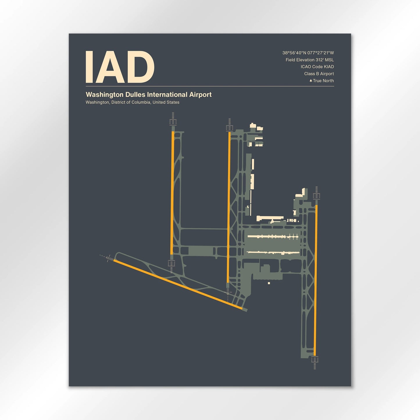 IAD | Washington - Mid - Century Slate - 16×20" - No Frame