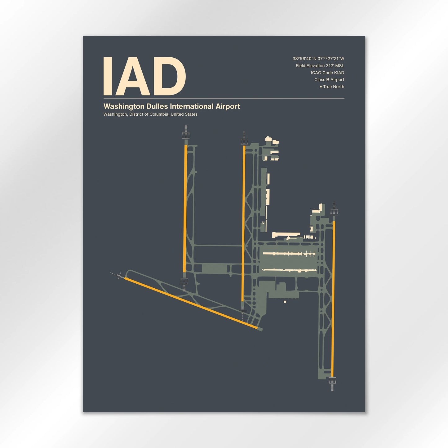IAD | Washington - Mid - Century Slate - 18×24" - No Frame