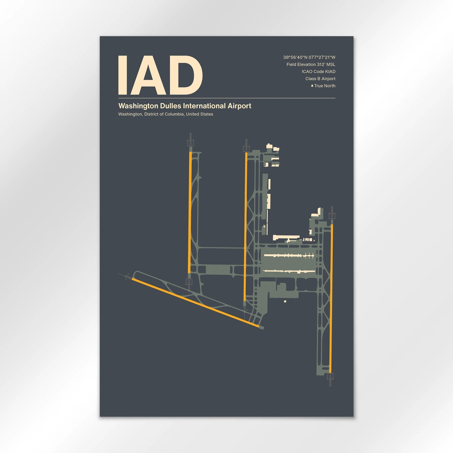 IAD | Washington - Mid - Century Slate - 24×36" - No Frame