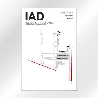 IAD | Washington - Mid - Century Modern - 12×18" - No Frame