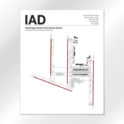 IAD | Washington - Mid - Century Modern - 16×20" - No Frame